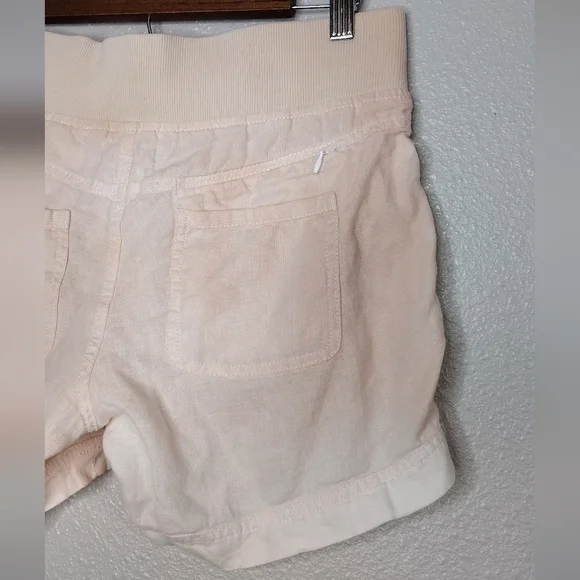 Athleta Women's 100% Linen Peach White Shorts - Picture 6 of 14